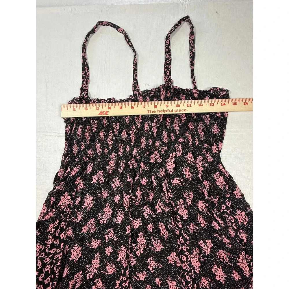 Free People Mini Dress Size L Black Mixed Floral Print Slip Dress